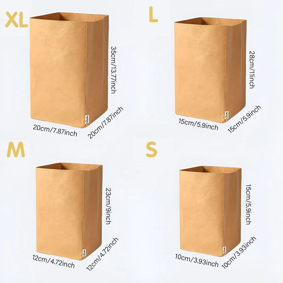 3PCS Washable Kraft Paper Storage Bag Kitchen Organizer