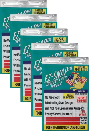 5-Count Pro-Mold 130pt EZ-Snap Trading Card Holders Holds Sleeved Card UV Protection CH130SA