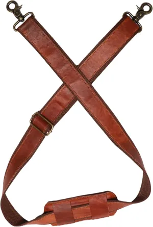 60-Inch Genuine Leather Shoulder Strap – Adjustable Vintage Brown Replacement with Padded Comfort & Durable Metal Swivel Hooks for Briefcase, Messenger, Duffel & Laptop Bags
