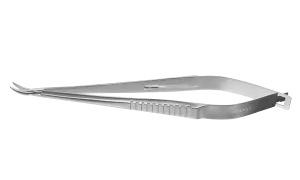 999R 8-100S Castroviejo Needle Holder, Standard Jaws, 11.00 mm Gripping Surface, Curved, with Lock, Length 140 mm, Stainless Steel