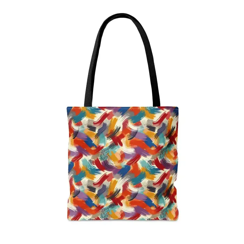 Abstract Paint Pattern Tote Bag Black Cotton Handles