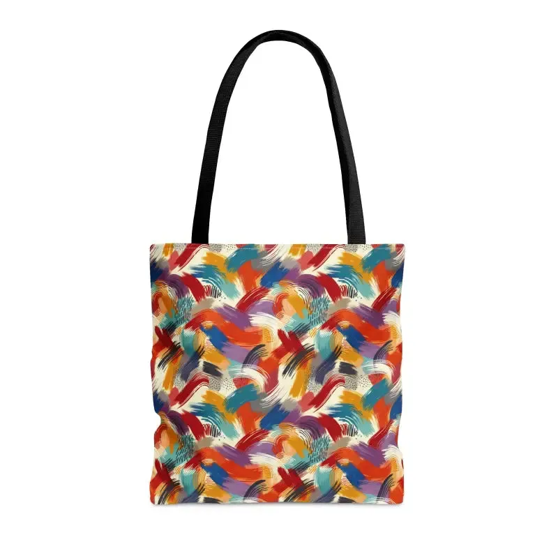 Abstract Paint Pattern Tote Bag Black Cotton Handles