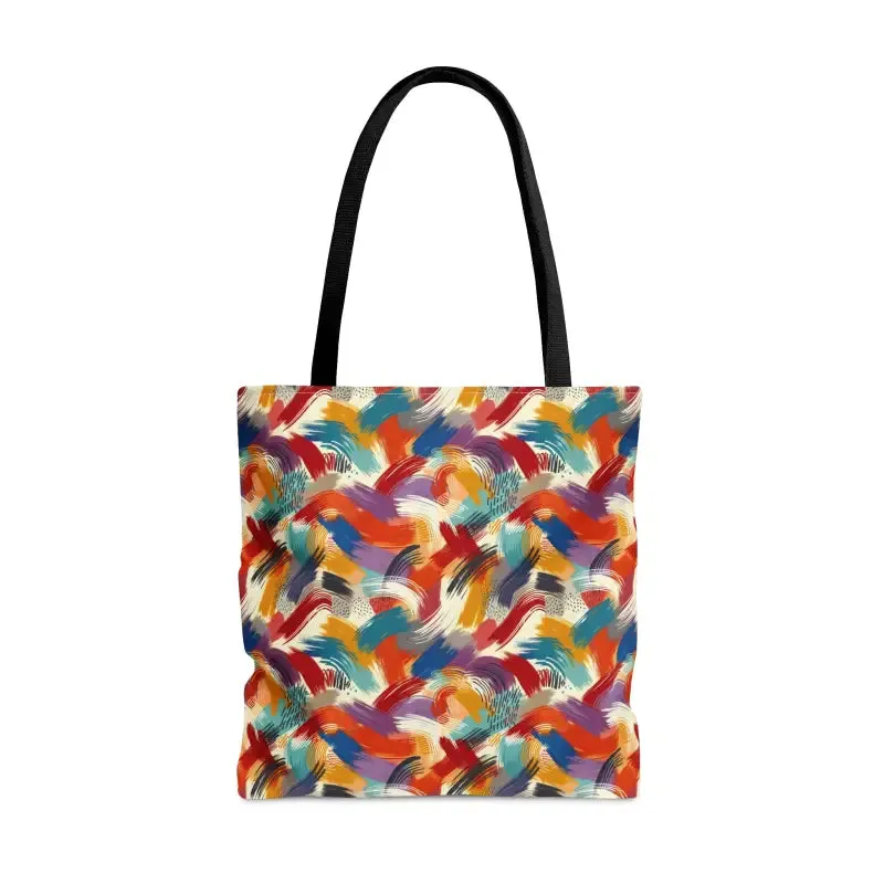 Abstract Paint Pattern Tote Bag Black Cotton Handles