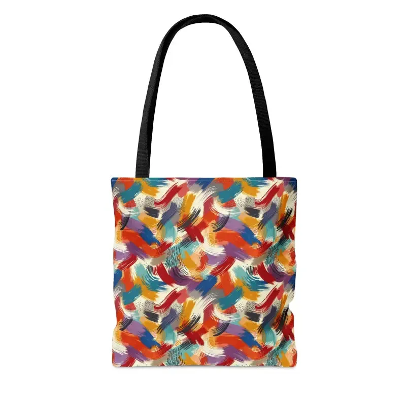 Abstract Paint Pattern Tote Bag Black Cotton Handles