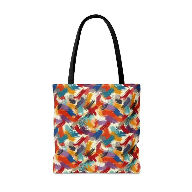 Abstract Paint Pattern Tote Bag Black Cotton Handles