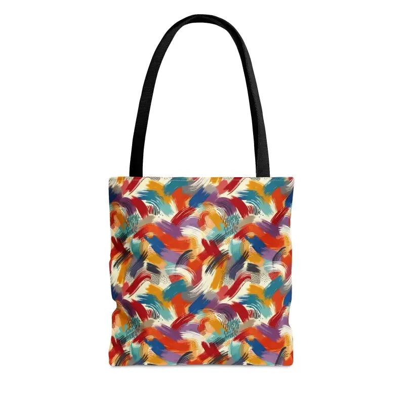Abstract Paint Pattern Tote Bag Black Cotton Handles