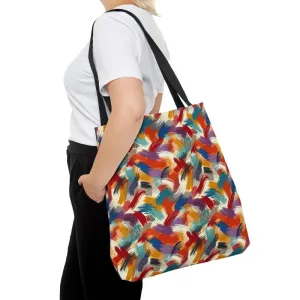 Abstract Paint Pattern Tote Bag Black Cotton Handles