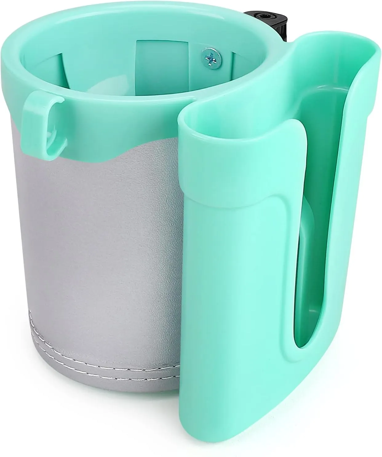 Accmor 3-in-1 Bike Cup Holder with Cell Phone Keys Holder, Bike Water Bottle Holders, Universal Bar Drink Cup Can Holder for Bicycles, Motorcycles, Scooters, Grey Green, 2 Pack