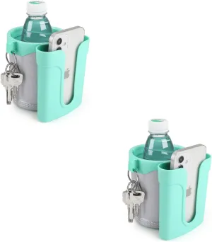 Accmor 3-in-1 Bike Cup Holder with Cell Phone Keys Holder, Bike Water Bottle Holders, Universal Bar Drink Cup Can Holder for Bicycles, Motorcycles, Scooters, Grey Green, 2 Pack