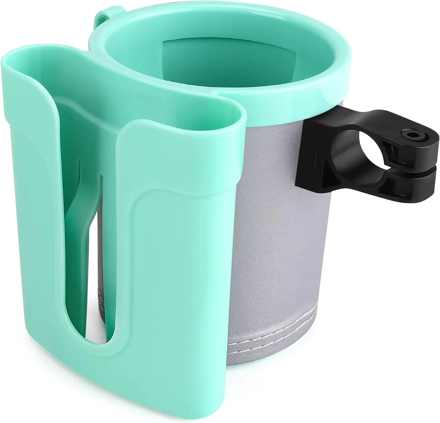 Accmor 3-in-1 Bike Cup Holder with Cell Phone Keys Holder, Bike Water Bottle Holders, Universal Bar Drink Cup Can Holder for Bicycles, Motorcycles, Scooters, Grey Green, 2 Pack