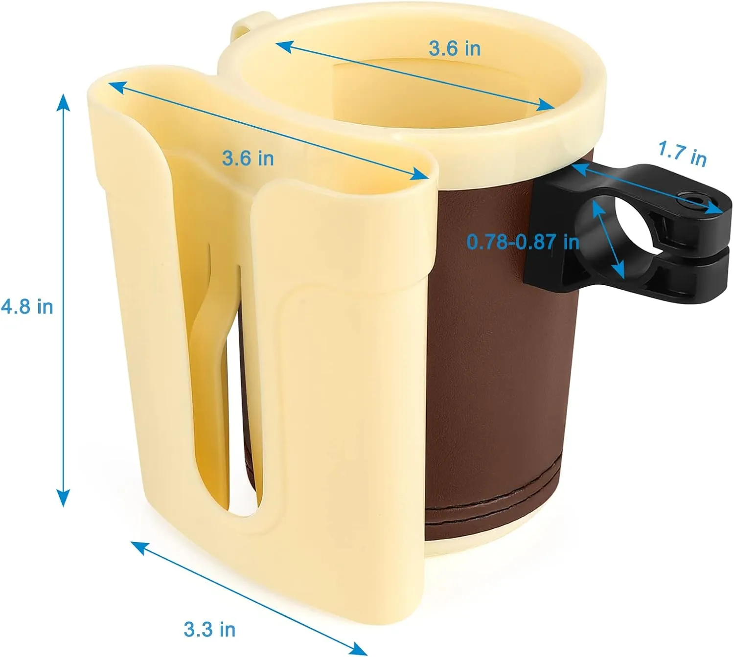 Accmor 3-in-1 Bike Cup Holder with Cell Phone Keys Holder, Bike Water Bottle Holders, Universal Bar Drink Cup Can Holder for Bicycles, Motorcycles, Scooters, Yellow Brown