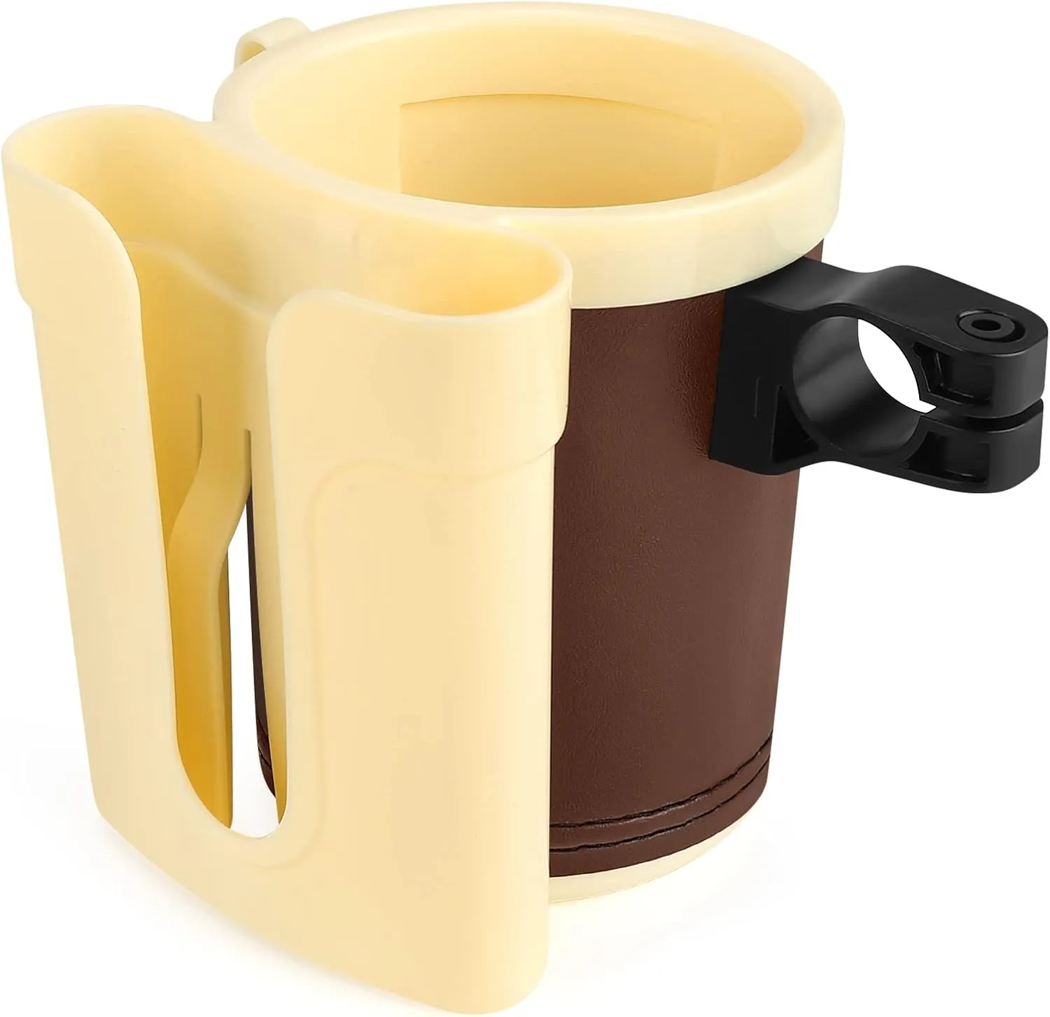 Accmor 3-in-1 Bike Cup Holder with Cell Phone Keys Holder, Bike Water Bottle Holders, Universal Bar Drink Cup Can Holder for Bicycles, Motorcycles, Scooters, Yellow Brown