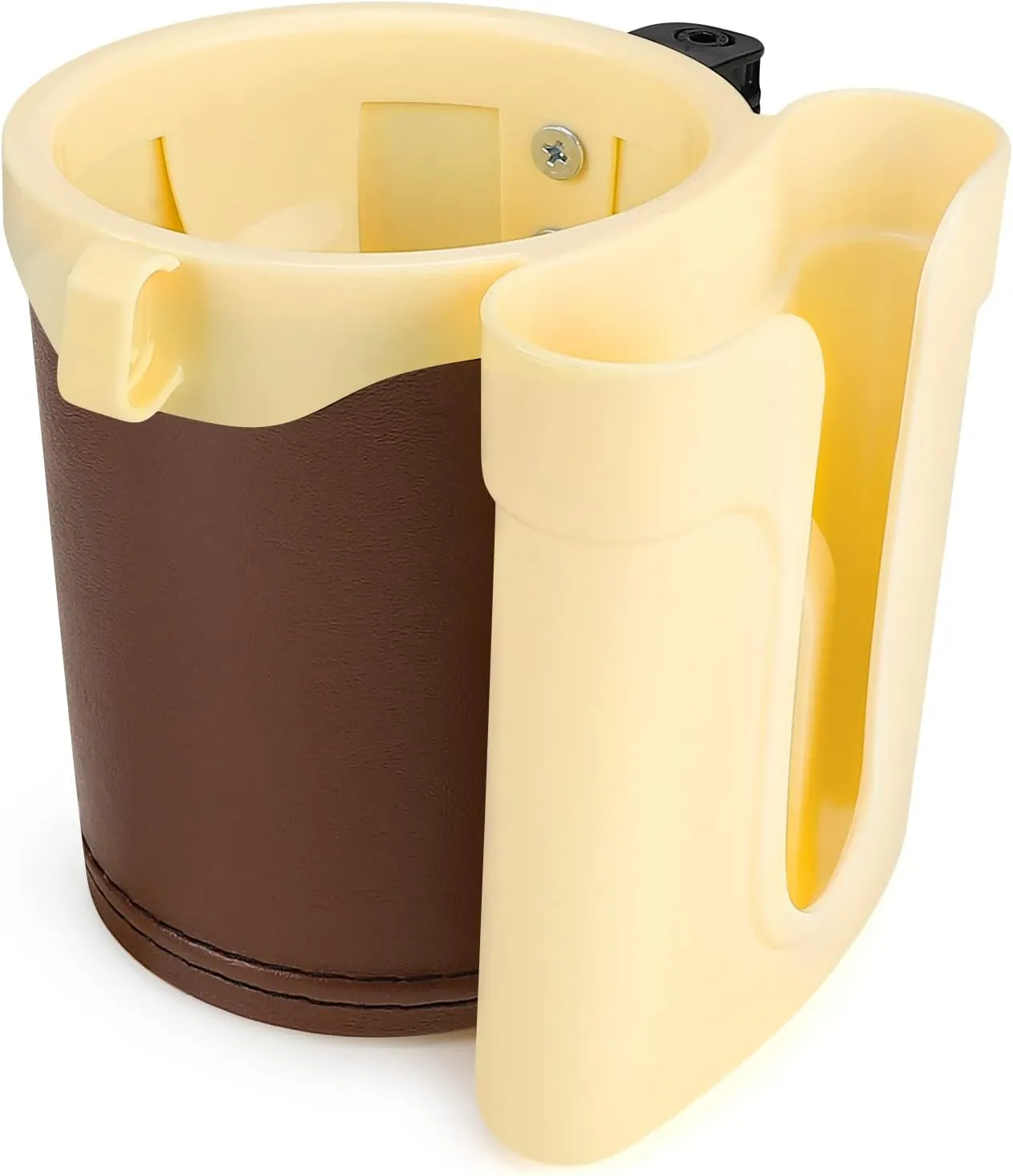 Accmor 3-in-1 Bike Cup Holder with Cell Phone Keys Holder, Bike Water Bottle Holders, Universal Bar Drink Cup Can Holder for Bicycles, Motorcycles, Scooters, Yellow Brown