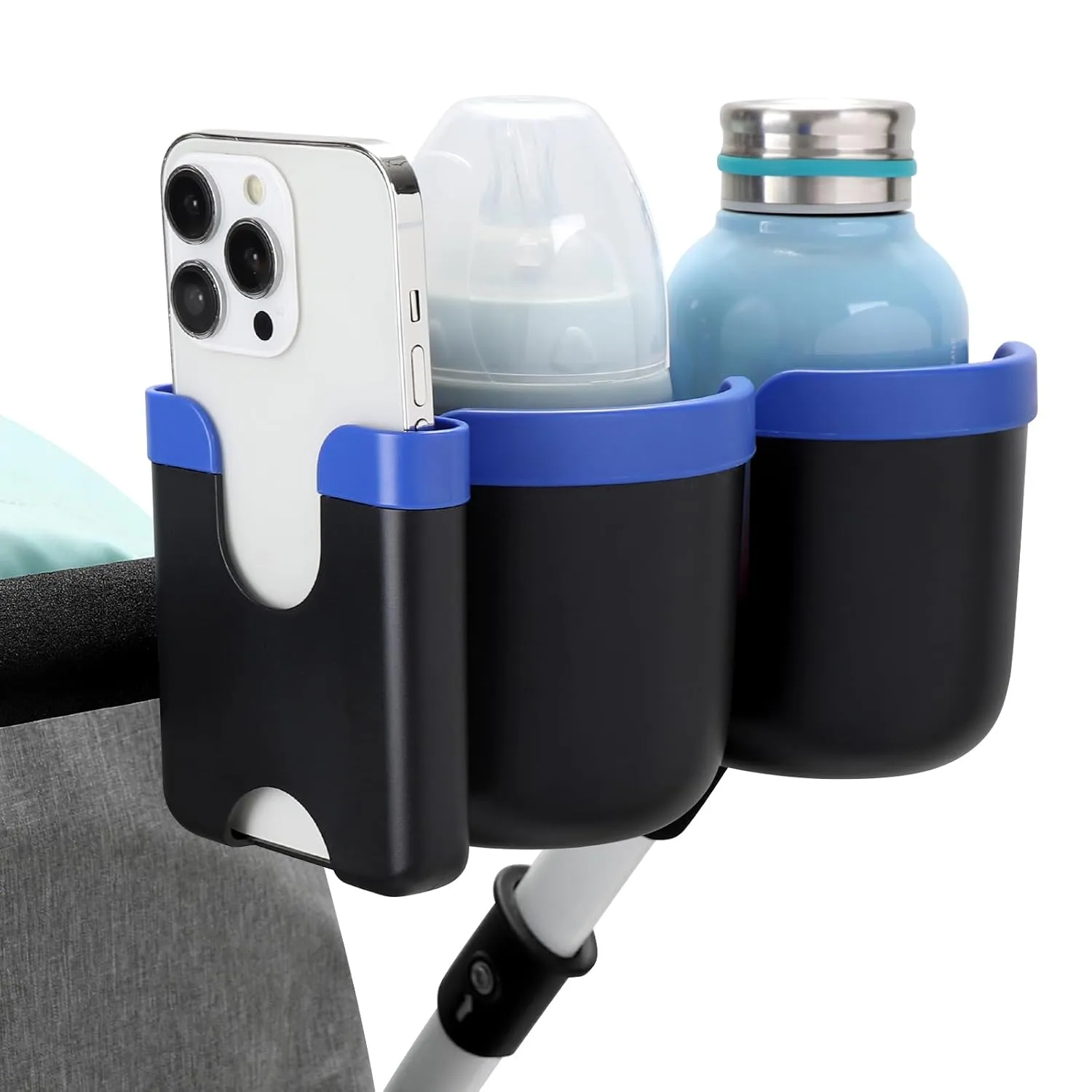Accmor Stroller Cup Holder with Phone Holder, Bike Cup Holder, Universal Cup Holder for Uppababy Nuna Doona Strollers, 2-in-1 Cup Phone Holder for Stroller, Bike, Wheelchair, Walker, Scooter