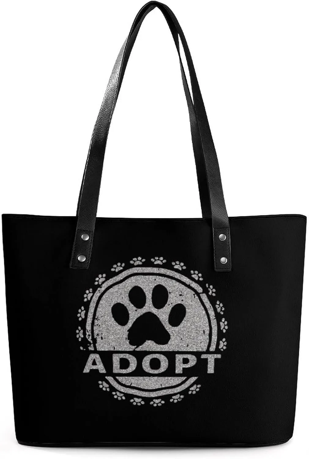 Adopt A Dog Paw Tote Bag Ladies Leather Handbags Large Western Purse Shoulder Bag