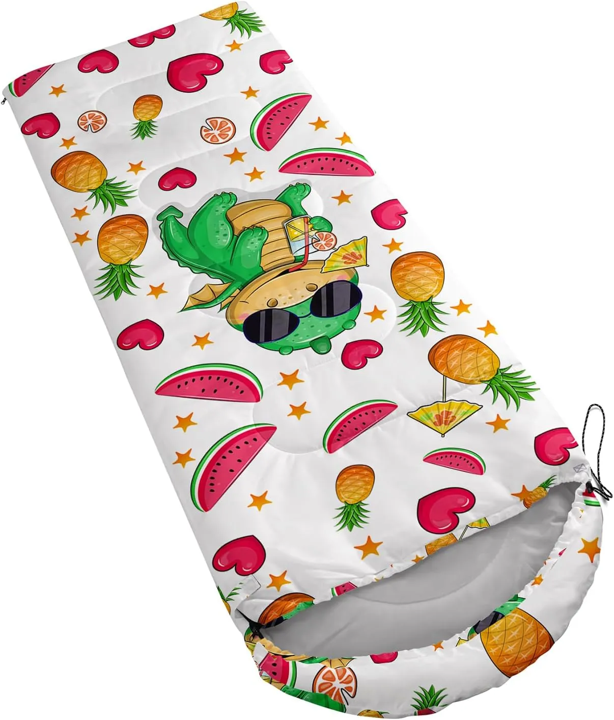 AILONEN Cartoon Fox Camping Sleeping Bag for Boys Girls Adults,Lightweight & Waterproof,3 Season Warm & Cold Weather,Portable,Kawaii Fox Printed Sleeping Bag,Traveling,Camping,Hiking