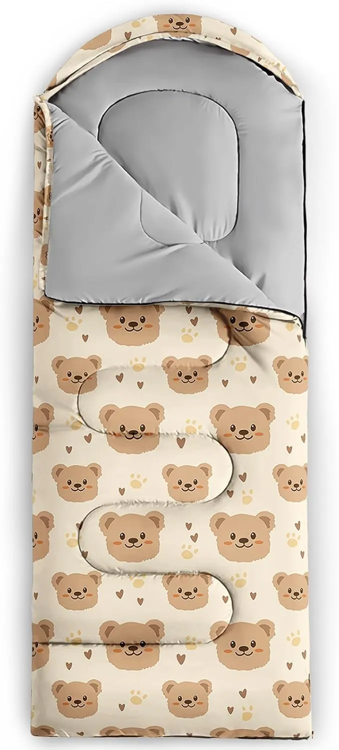 AILONEN Cartoon Rainbow Sleeping Bag for Kids Girls,Warm and Cool Weather,Lightweight,Waterproof Backpacking,Lovely Clouds Stars Printed Sleeping Bag for Camping