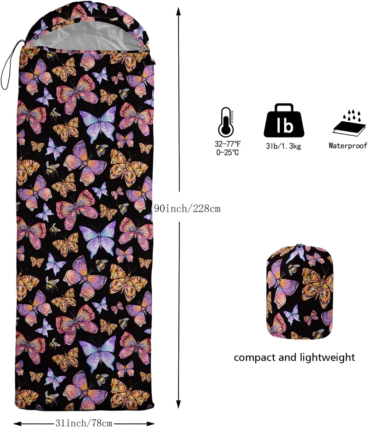 AILONEN Dolphin Camping Sleeping Bag for Boys Girls Adults,Lightweight & Waterproof,3 Season Warm & Cold Weather,Portable,Blue Dolphin Sea Animal Print Sleeping Bag,Traveling,Camping,Hiking