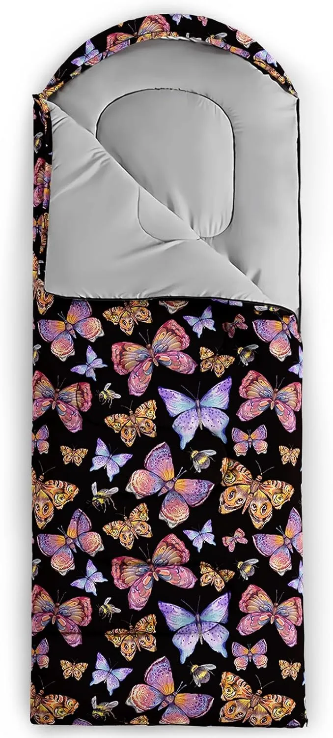AILONEN Dolphin Camping Sleeping Bag for Boys Girls Adults,Lightweight & Waterproof,3 Season Warm & Cold Weather,Portable,Blue Dolphin Sea Animal Print Sleeping Bag,Traveling,Camping,Hiking