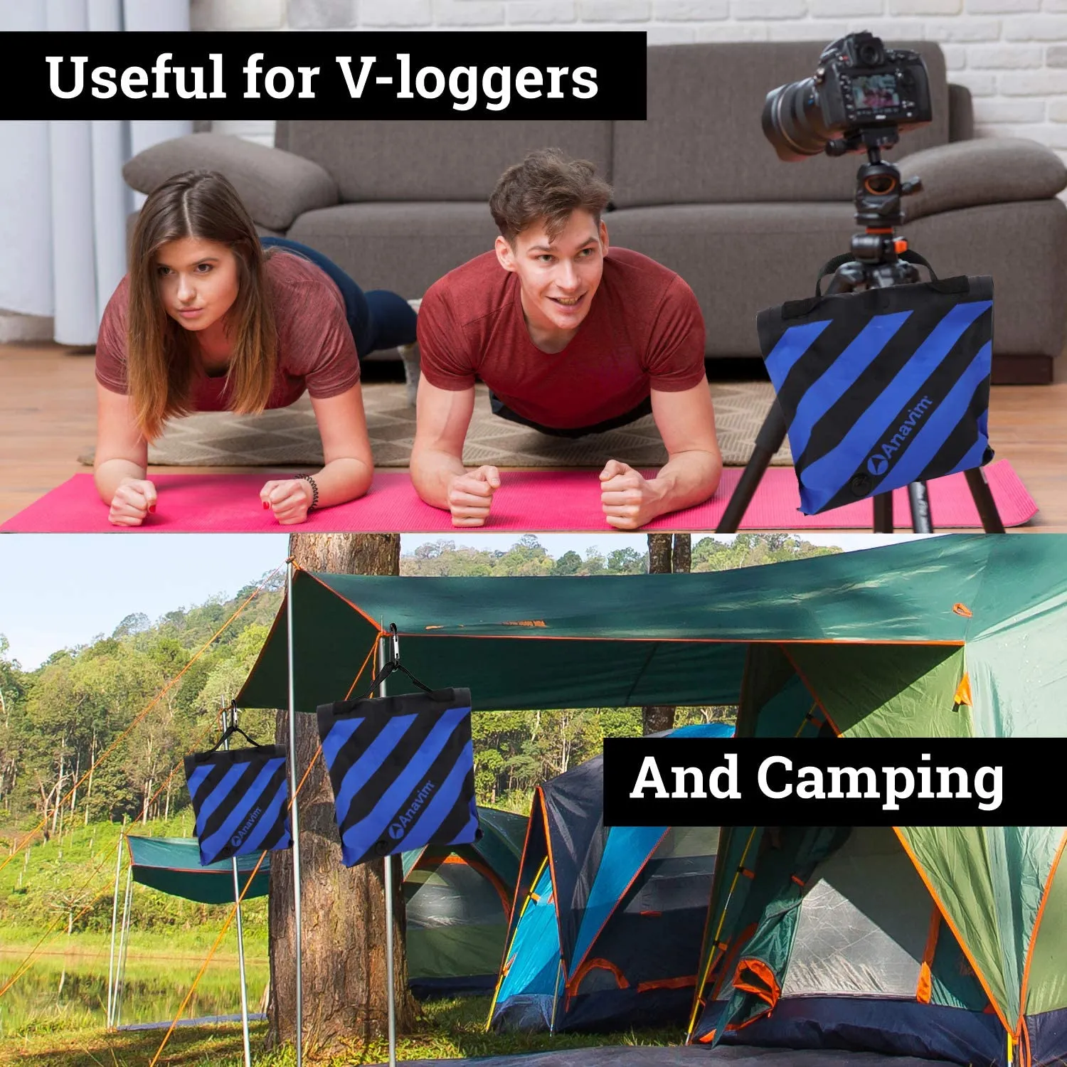Anavim Heavy Duty Water Weight Bag Saddle Design 4 Pack Photo Video Studio Stand, Backyard, Outdoor Patio, Sports, RV Awning (Blue)