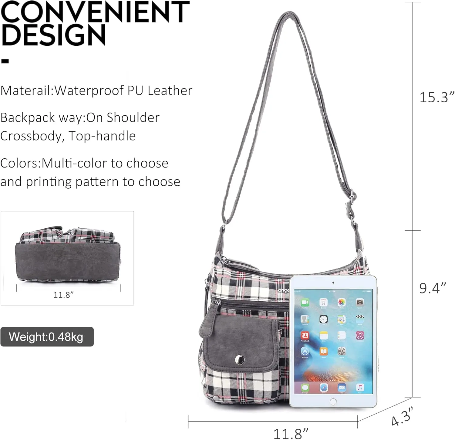 Angelkiss Crossbody Bags for Women, Ladies Shoulder Handbags and Purses Medium Faux Leather Pocketbooks