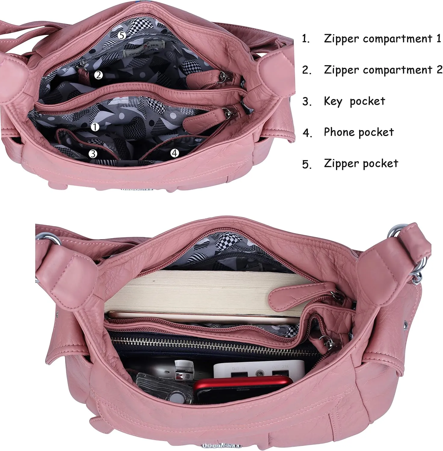 Angelkiss Crossbody Bags for Women, Ladies Shoulder Handbags and Purses Medium Faux Leather Pocketbooks