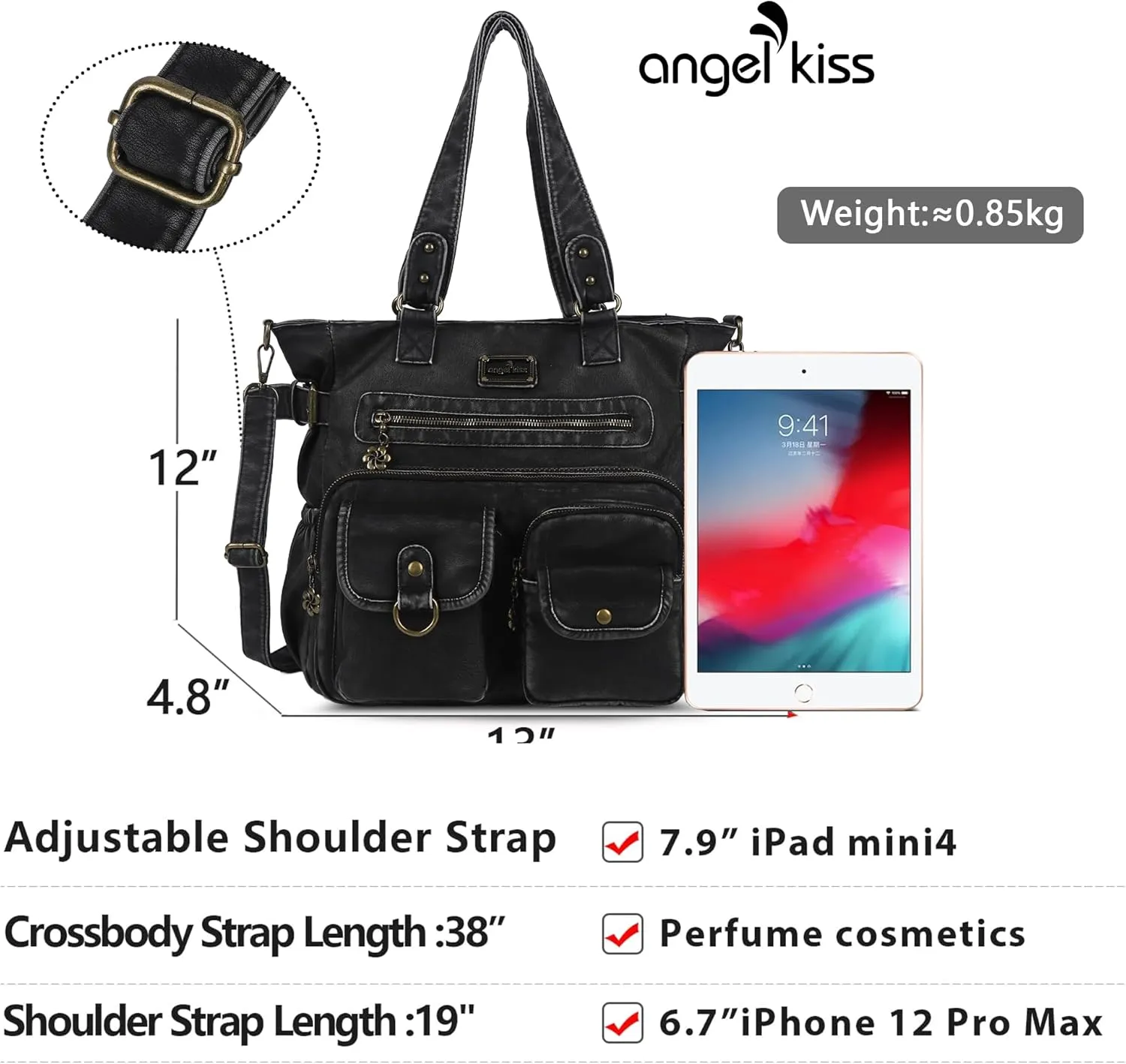 Angelkiss Purses Handbags for Women PU Tote Satchel Bags for Women Pockets Shoulder Bags…