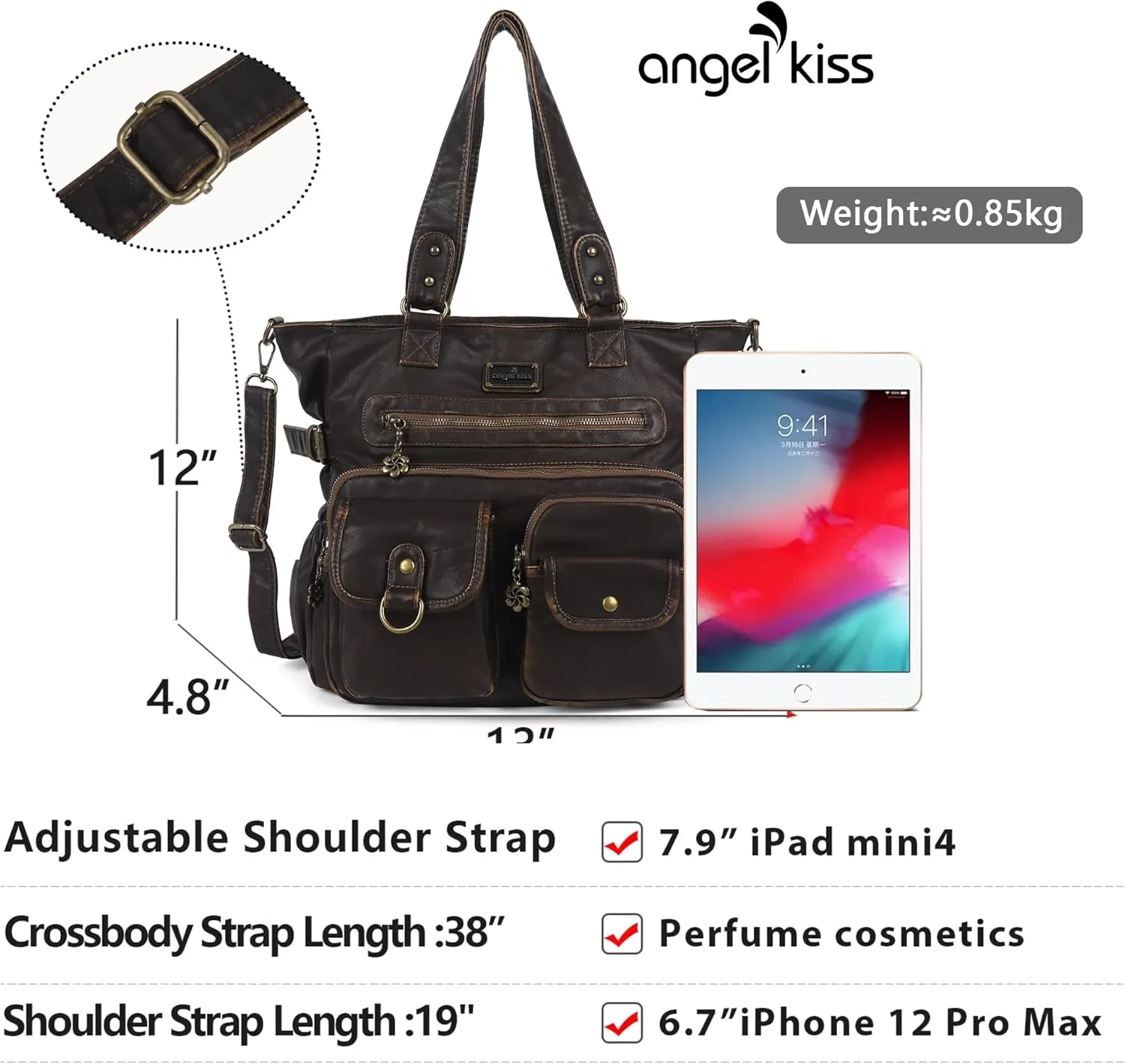 Angelkiss Purses Handbags for Women PU Tote Satchel Bags for Women Pockets Shoulder Bags…