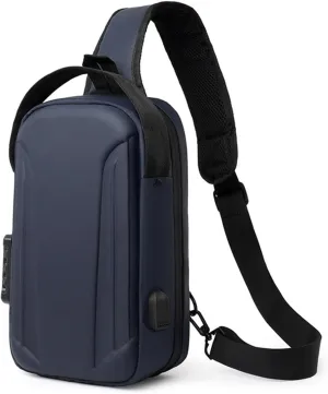 Anti-theft Men Sling Bag Crossbody Chest Messenger Pack with USB