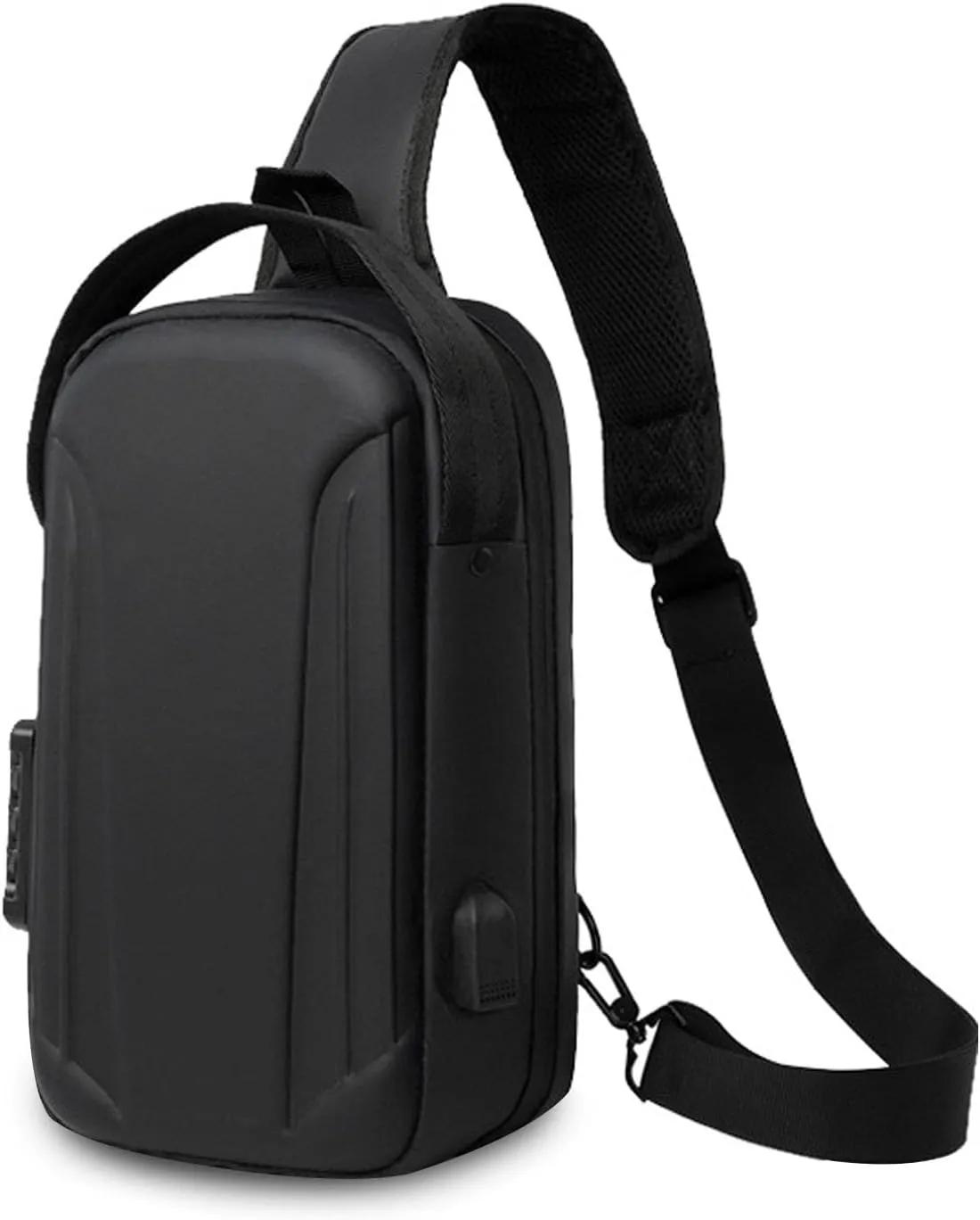 Anti-theft Men Sling Bag Crossbody Chest Messenger Pack with USB