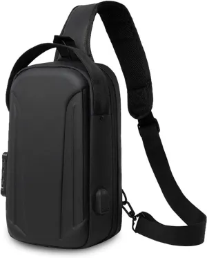 Anti-theft Men Sling Bag Crossbody Chest Messenger Pack with USB