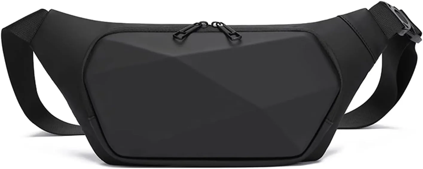 Anti-theft waist pack Men fanny pack Adjustable hip bag Hands-free belt bags Lightweight waist pouch Sling One-strap Daypacks for Hiking Cycling Outdoor Travel Flex Bags Polyester Black