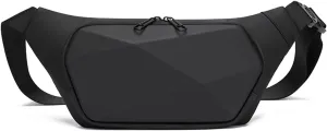 Anti-theft waist pack Men fanny pack Adjustable hip bag Hands-free belt bags Lightweight waist pouch Sling One-strap Daypacks for Hiking Cycling Outdoor Travel Flex Bags Polyester Black