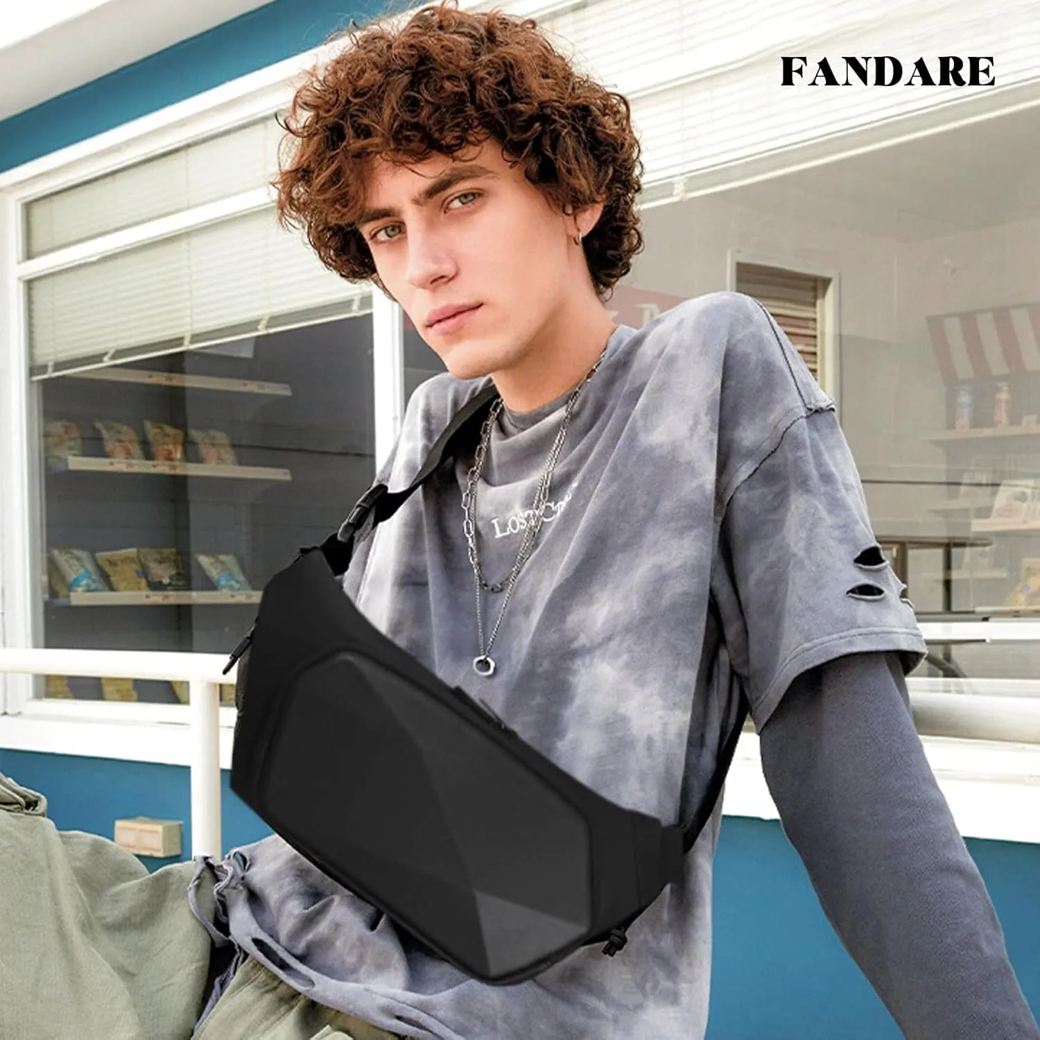 Anti-theft waist pack Men fanny pack Adjustable hip bag Hands-free belt bags Lightweight waist pouch Sling One-strap Daypacks for Hiking Cycling Outdoor Travel Flex Bags Polyester Black