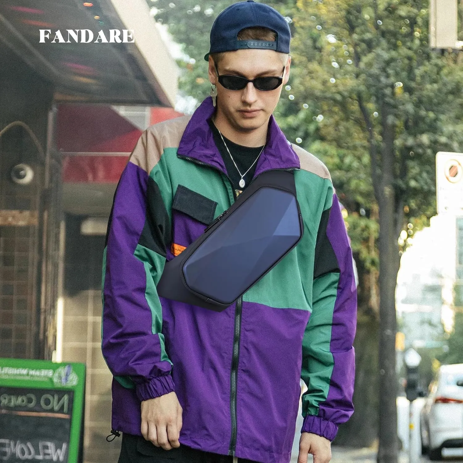 Anti-theft waist pack Men fanny pack Adjustable hip bag Hands-free belt bags Lightweight waist pouch Sling One-strap Daypacks for Hiking Cycling Outdoor Travel Flex Bags Polyester Blue