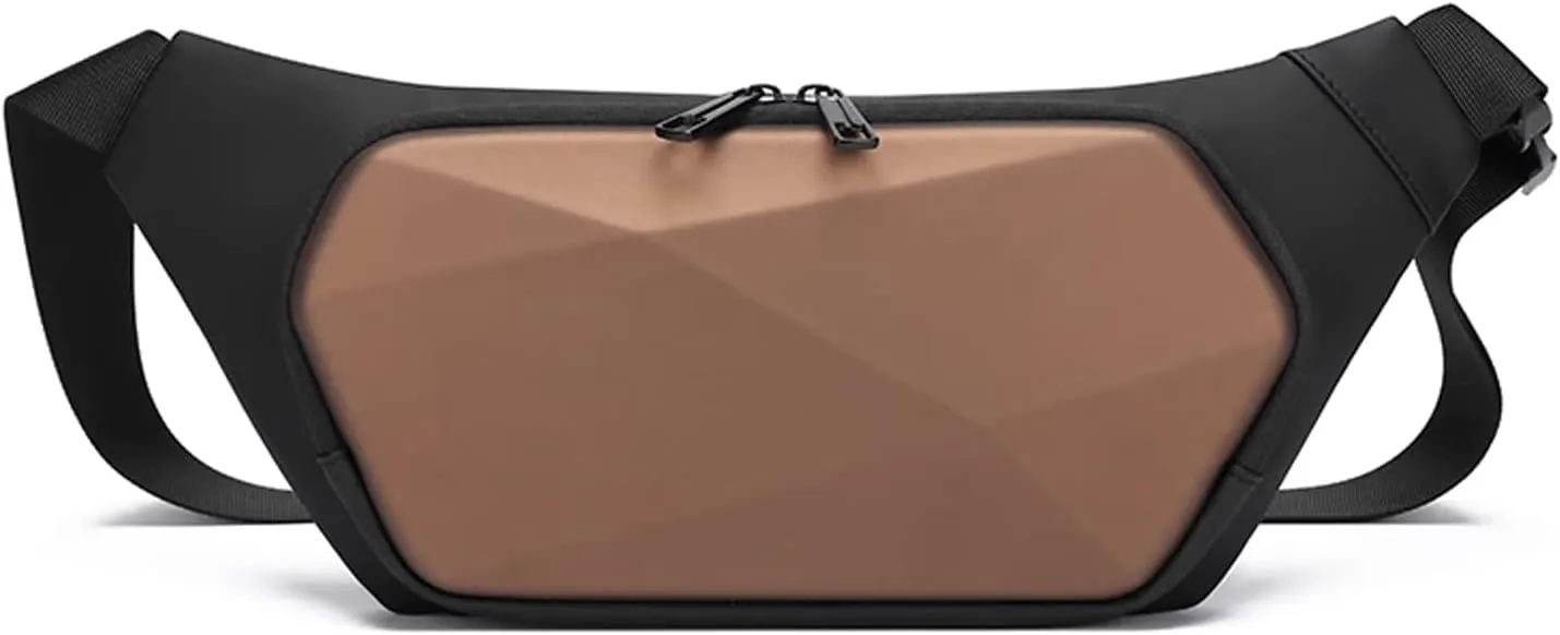 Anti-theft waist pack Men fanny pack Adjustable hip bag Hands-free belt bags Lightweight waist pouch Sling One-strap Daypacks for Hiking Cycling Outdoor Travel Flex Bags Polyester Brown