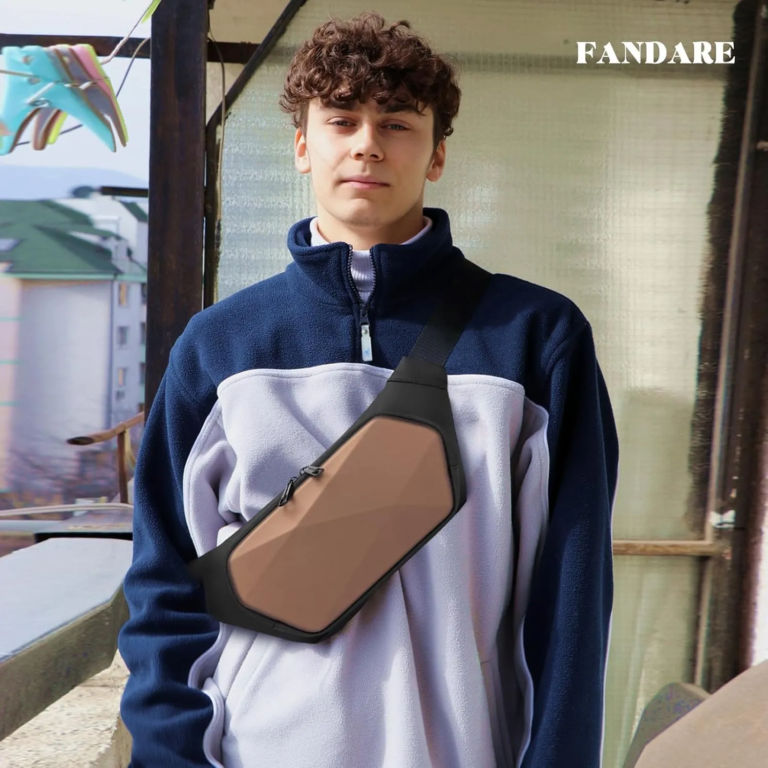 Anti-theft waist pack Men fanny pack Adjustable hip bag Hands-free belt bags Lightweight waist pouch Sling One-strap Daypacks for Hiking Cycling Outdoor Travel Flex Bags Polyester Brown