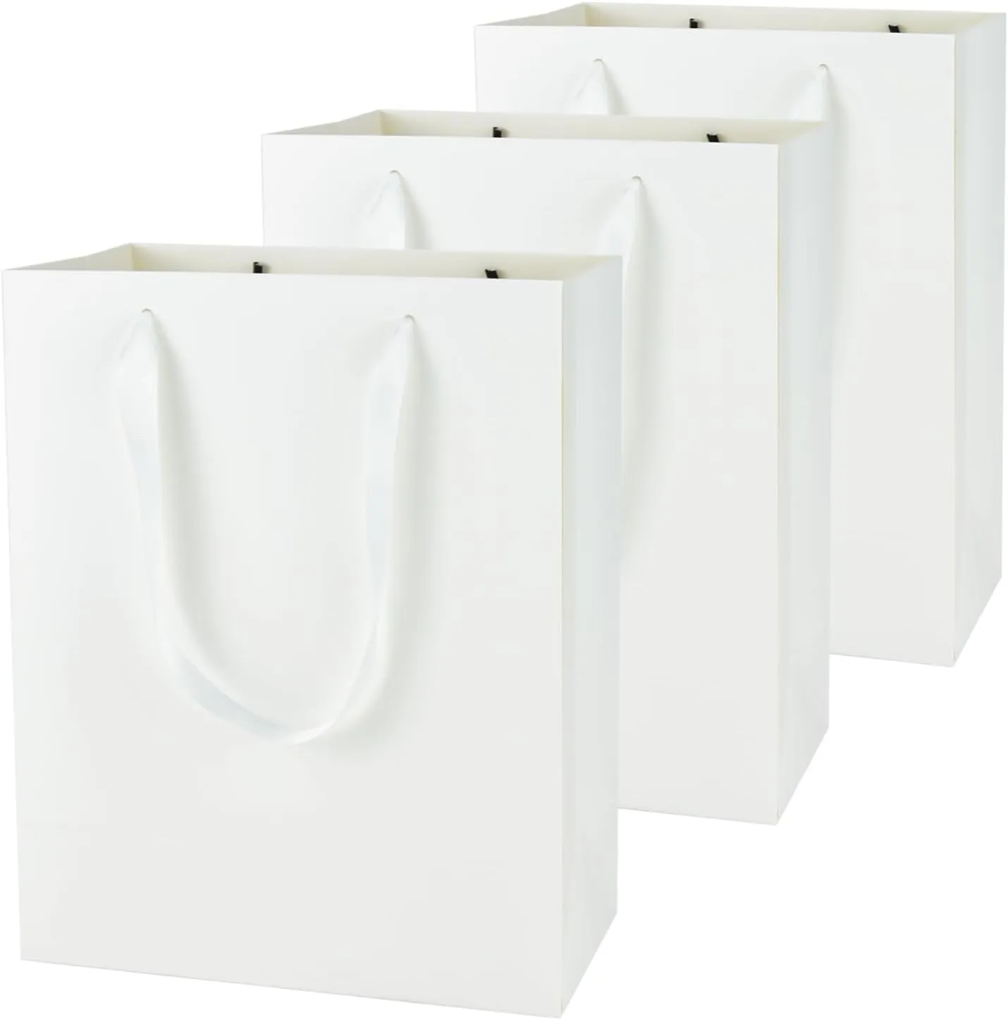 Aosric White Gift Bags with Handles, 30 Pcs 10"x5"x13" Durable, Reusable, Foldable Medium Cardstock Paper Bags for Party Favors, Christmas, Baby Shower, Birthday, Wedding, Shopping, and Retail Use