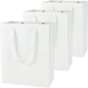 Aosric White Gift Bags with Handles, 30 Pcs 10"x5"x13" Durable, Reusable, Foldable Medium Cardstock Paper Bags for Party Favors, Christmas, Baby Shower, Birthday, Wedding, Shopping, and Retail Use