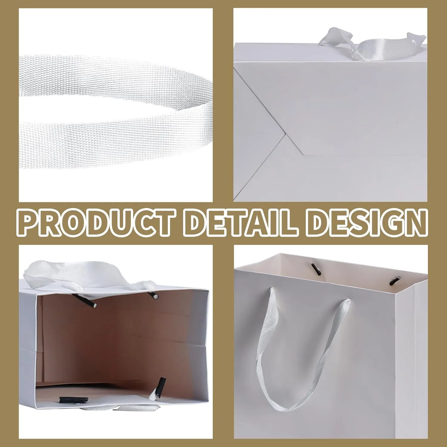 Aosric White Gift Bags with Handles, 30 Pcs 10"x5"x13" Durable, Reusable, Foldable Medium Cardstock Paper Bags for Party Favors, Christmas, Baby Shower, Birthday, Wedding, Shopping, and Retail Use