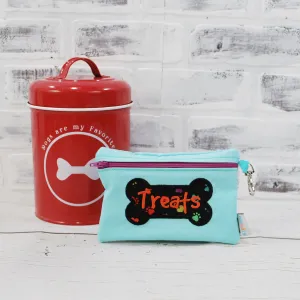 Aqua with Paw Prints Personalized Reusable Treat Bag