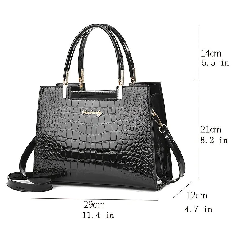 Aralune -  Shiny crocodile print handbag