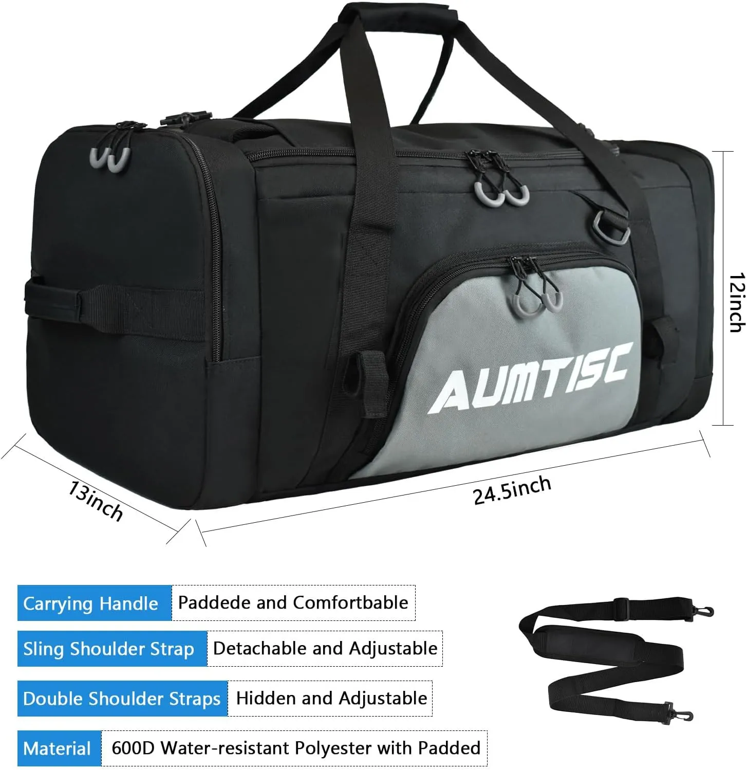 AUMTISC Lacrosse Bag Backpack 65L / 75L, 2 Stick Holders, Separate Cleats Compartment, Adjustable Shoulder Straps, Large Capacity to Holds All Lacrosse Equipment