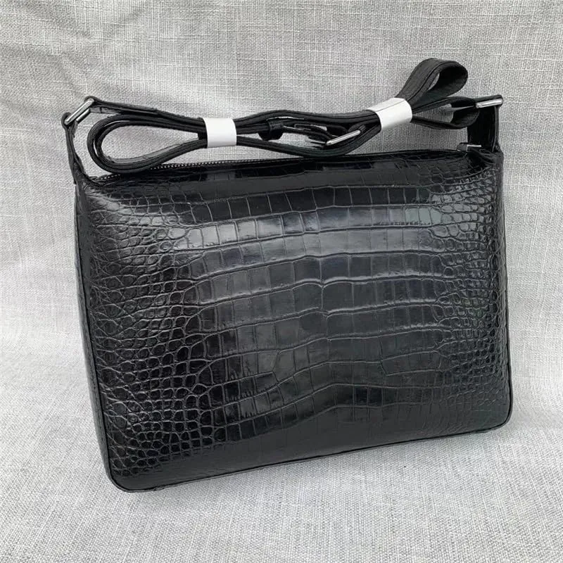 Authentic Crocodile Leather Men's Soft Satchels Messenger Bag Purse Genuine Alligator Skin Male Single Cross Shoulder Bag
