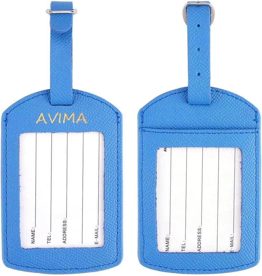 AVIMA Luxury Handcrafted Saffiano Leather Travel Suitcase Luggage Bag Tags 2pcs Set