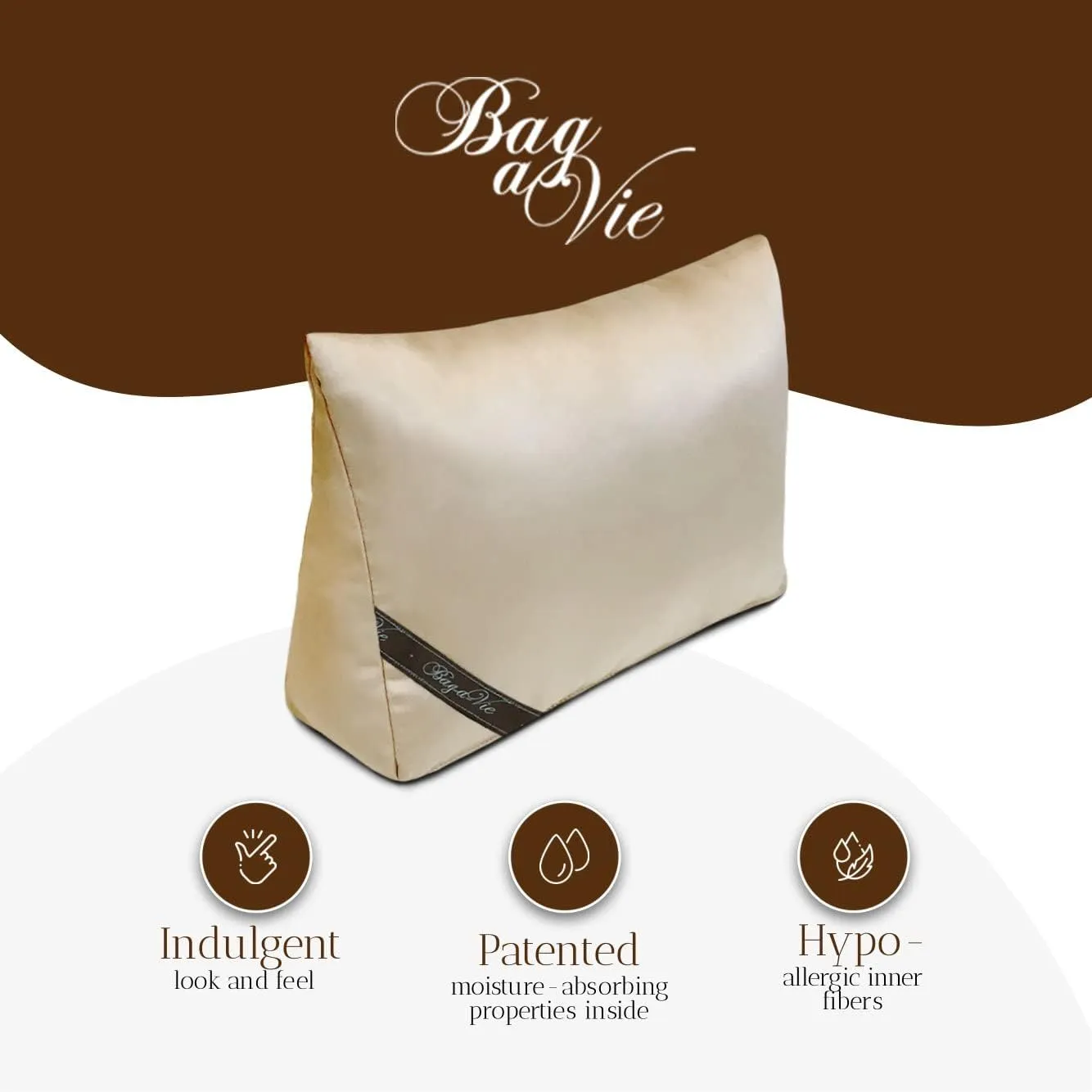 Bag-a-Vie Luxury Handbag Shaper Insert - Champagne - Pillow Purse Accessories for Women's Purses - Kelly 35