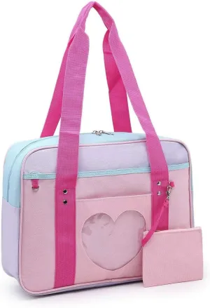 Bag Heart Shape Window Japanese-style Handbag JK Bag Women Duffle Purse Anime Satchels for Lolita Comic DIY Cosplay