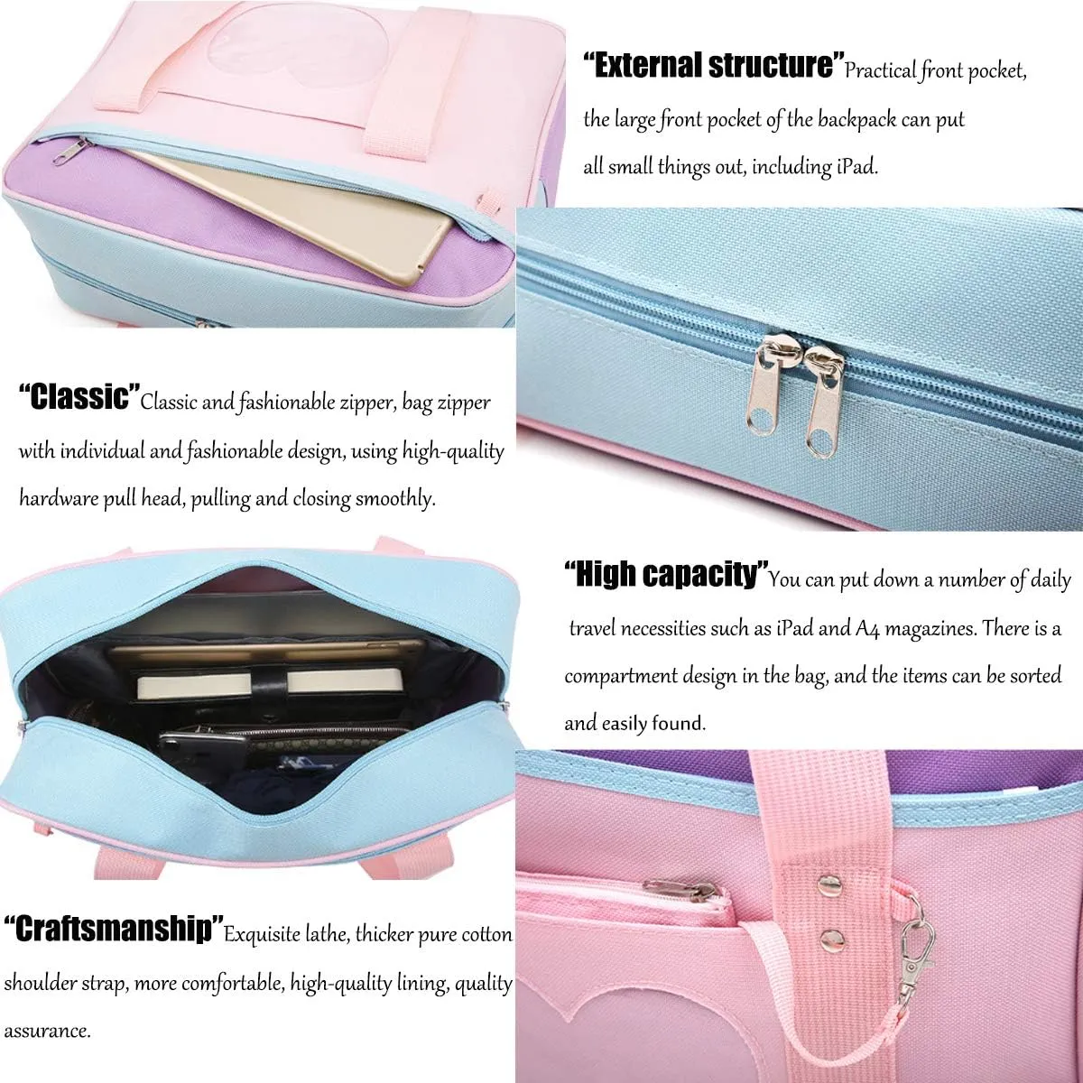 Bag Heart Shape Window Japanese-style Handbag JK Bag Women Duffle Purse Anime Satchels for Lolita Comic DIY Cosplay