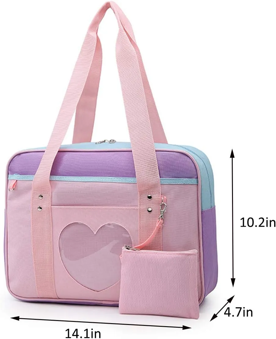 Bag Heart Shape Window Japanese-style Handbag JK Bag Women Duffle Purse Anime Satchels for Lolita Comic DIY Cosplay