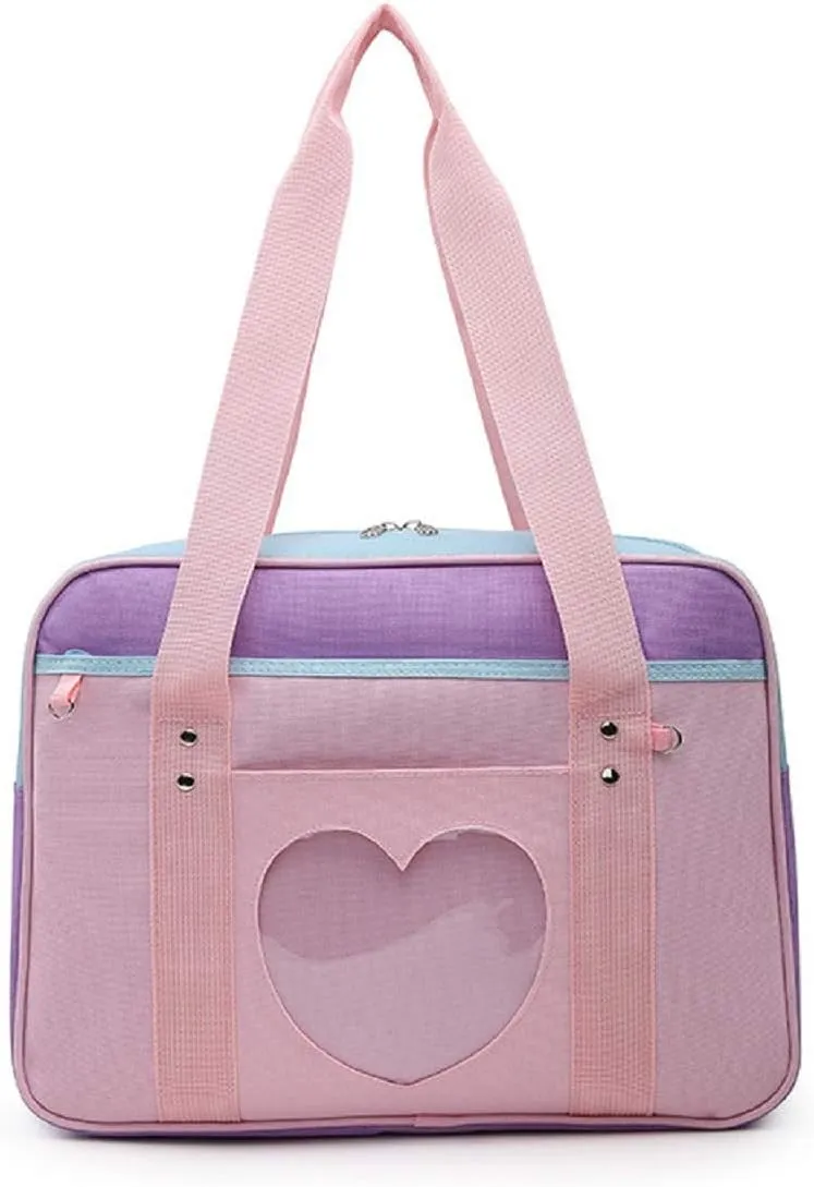 Bag Heart Shape Window Japanese-style Handbag JK Bag Women Duffle Purse Anime Satchels for Lolita Comic DIY Cosplay